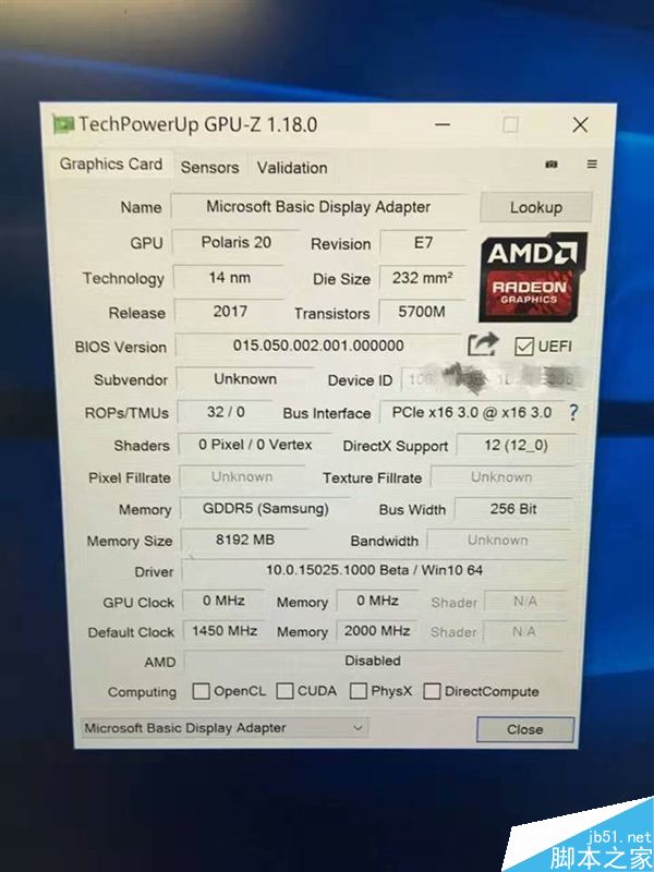 AMD RX 580 GPU-Z截图首曝:基础频率高达1450MHz