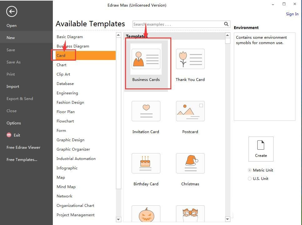 Edraw Max亿图图示怎么创建商业卡片?