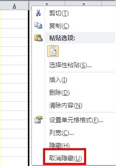 Excel取消隐藏数据的小技巧