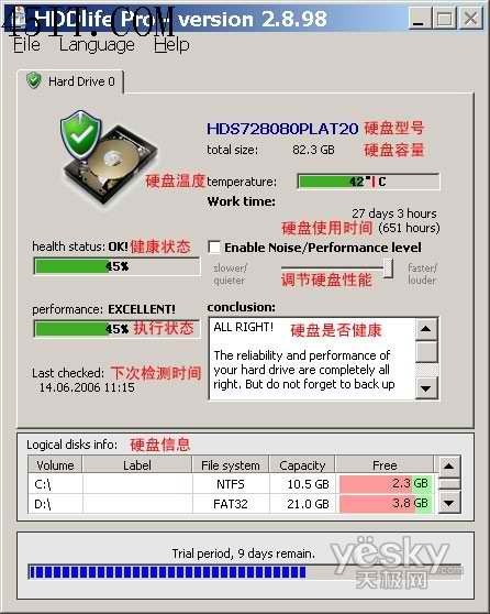 用HDDLife检查硬盘的工作状态