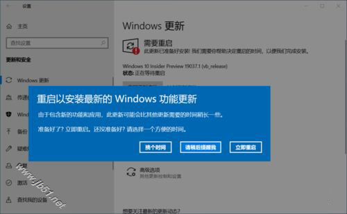 Win10 20H1快速预览版19037.1怎么手动更新升级?