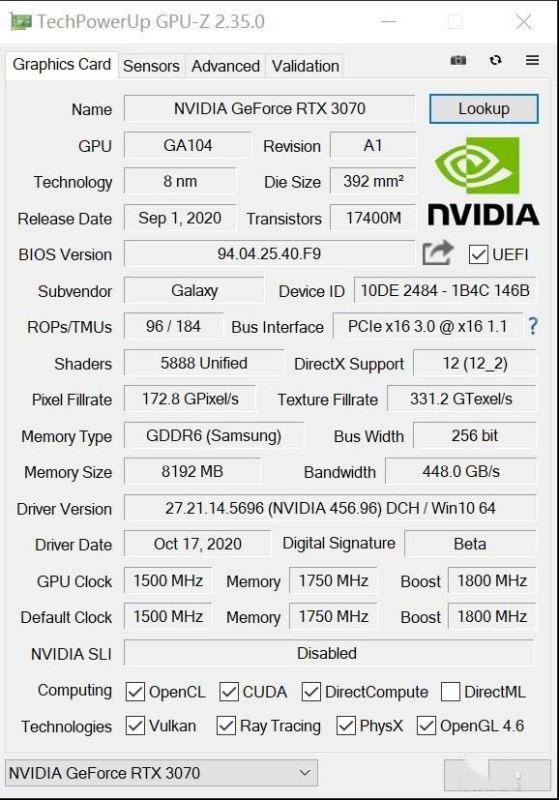 影驰RTX 3070 GAMER OC显卡怎么样 影驰RTX 3070 GAMER OC详细评测