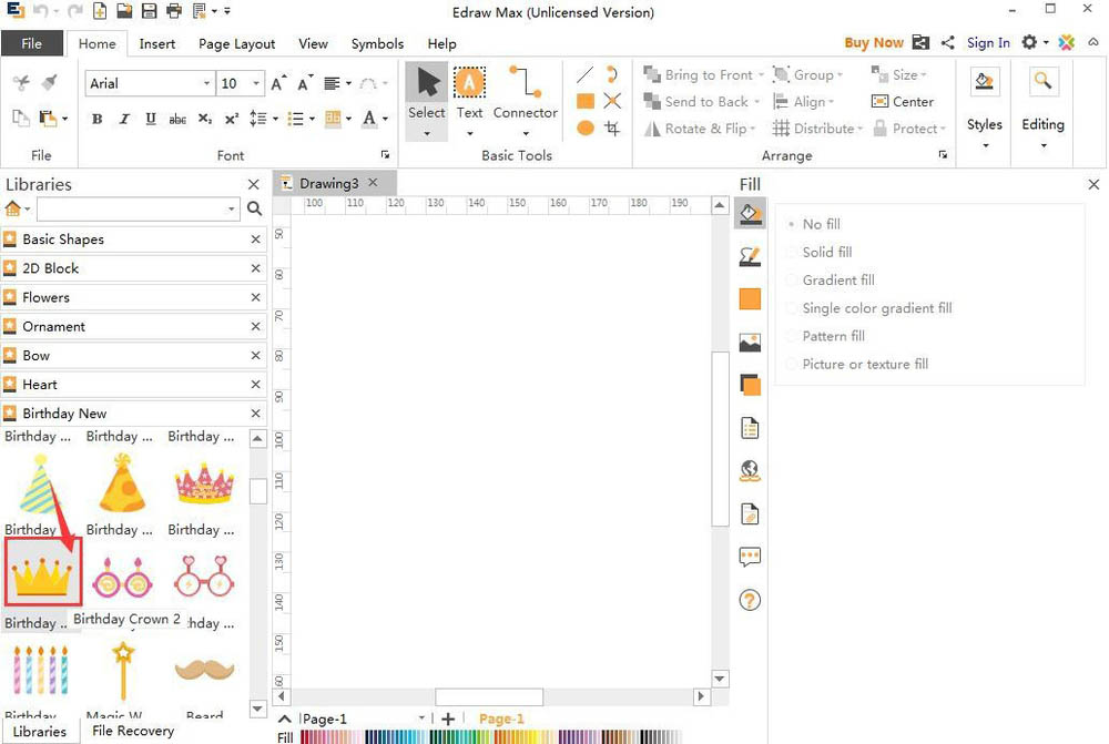 Edraw Max亿图图示怎么绘制生日皇冠或生日帽?
