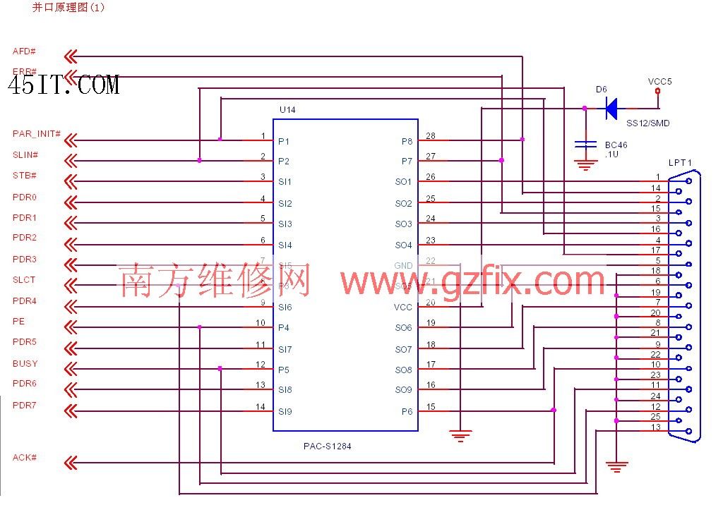 主板并口原理图