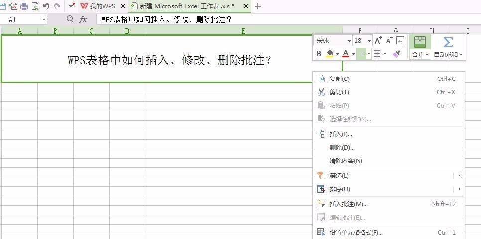 wps表格中的批注该怎么编辑?