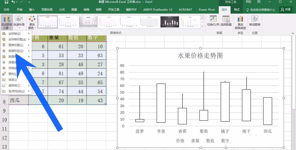 Excel2016表格中的图表怎添加数据标签?