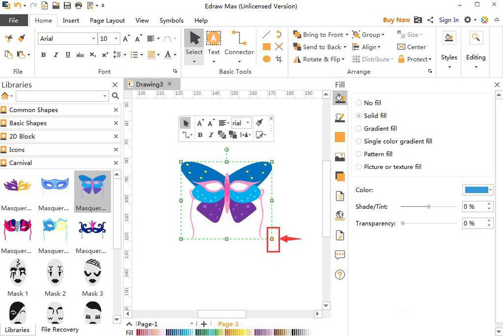 Edraw Max亿图图示怎么创建蝴蝶狂欢节面罩?