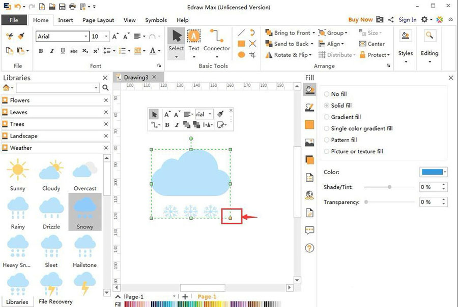 Edraw Max意图图示怎么创建下雪图标?