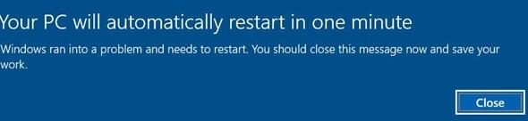 微软Win10最新补丁Bug：一分钟内将强制重启PC的解决方法