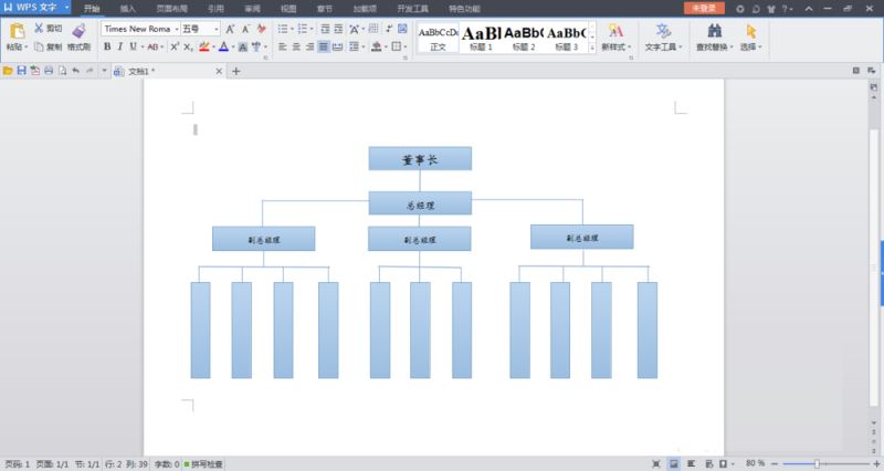 使用WPS绘制组织结构图的方法