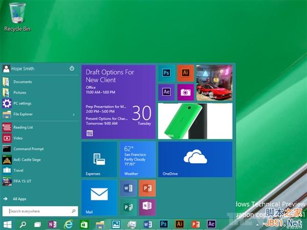 微软发布最新技术预览版Win10：新增通知中心(图赏)