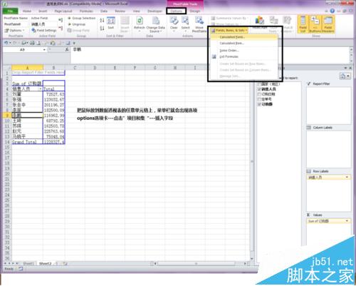excel2010数据透视表计算字段怎么添加?