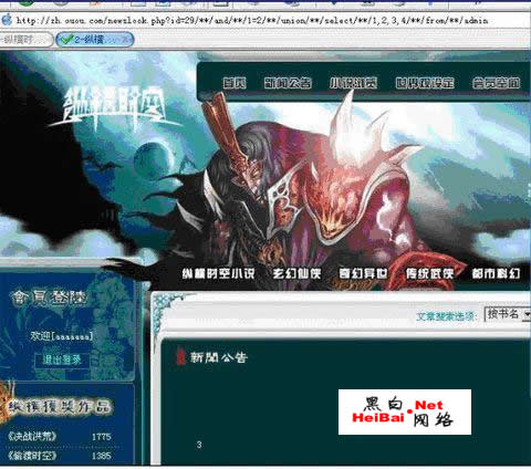 对纵横时空文学站的一次安全检测