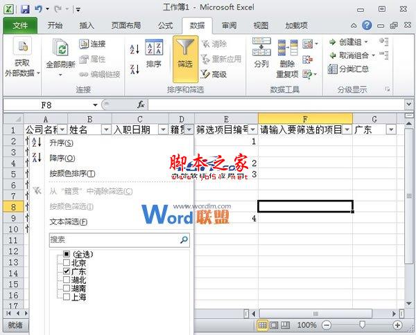 Excel 2010中如何自定义进行筛选并依次编号