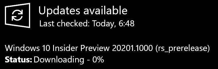 Win10 Dev 预览版20201系统正式更新