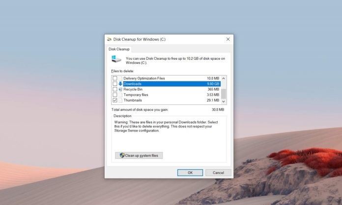 Win10 2004版本磁盘清理自动清空下载文件夹问题解决办法