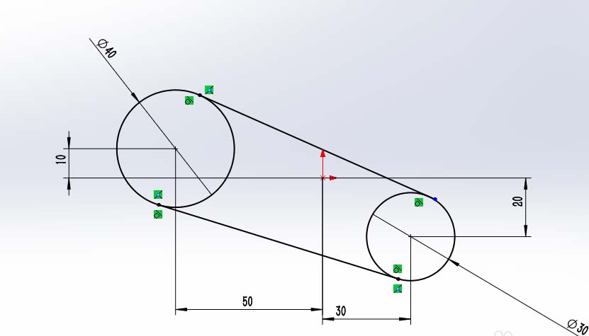 Solidworks两个圆的公切线怎么画?
