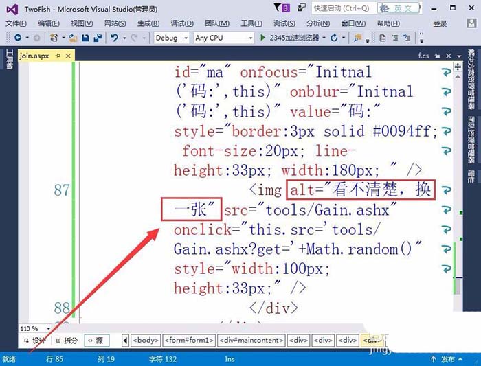 VisualStudio网页怎么插入验证码标签?