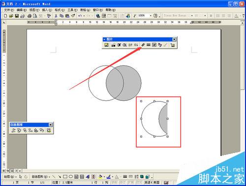 Word怎么将两个圆交叉重叠部分填充阴影?