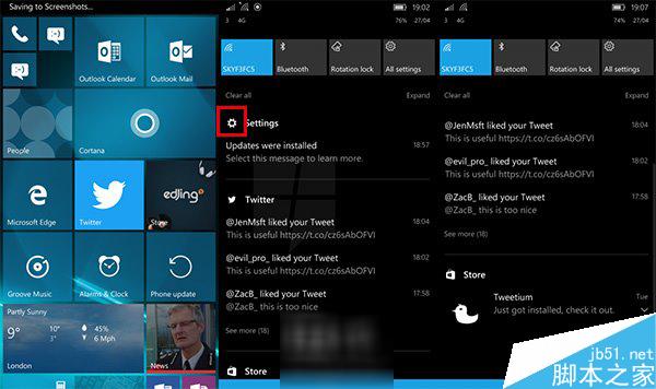 Win10 Mobile一周年更新版14332改进:全新操作中心UI/屏幕截图声音
