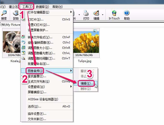acdsee图片怎么添加音频音乐?