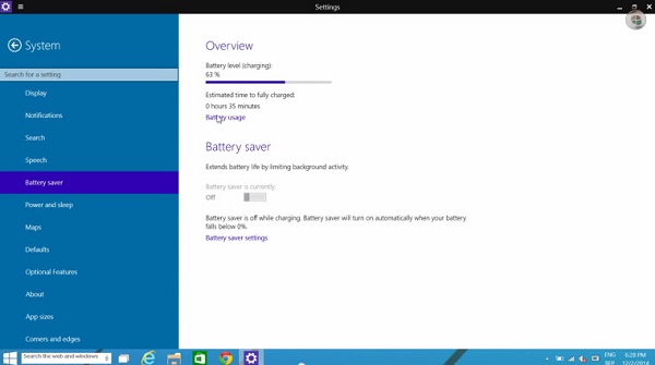 Win10 build9888版中&ldquo;电池节能&rdquo;模块已更新并可以使用