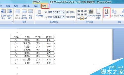 word文档总成绩如何实现升序和降序?