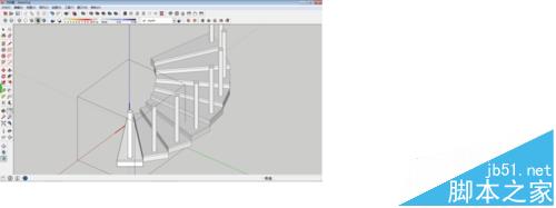 SketchUp2014怎么绘制画旋转楼梯?