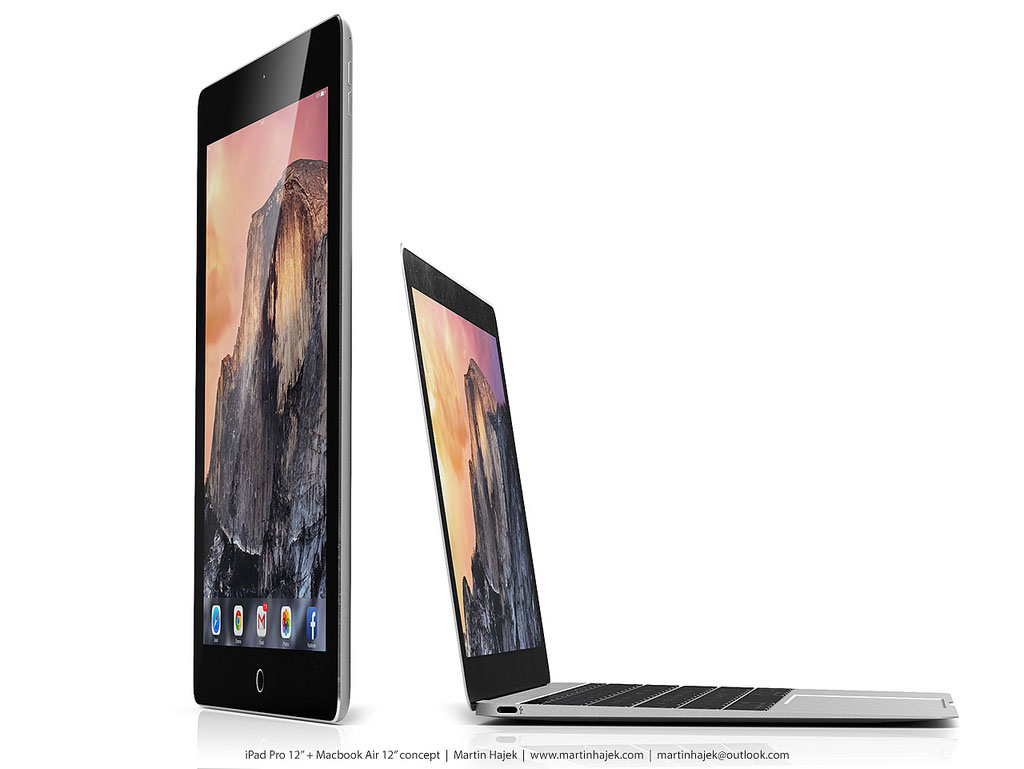 iPad Pro对比12寸MacBook Air 3D概念图赏