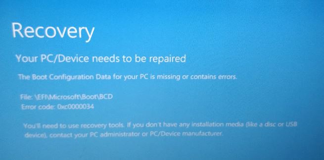 Win10蓝屏代码0xc0000034怎么办?