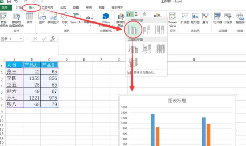Excel中制作数值差异柱形图的方法