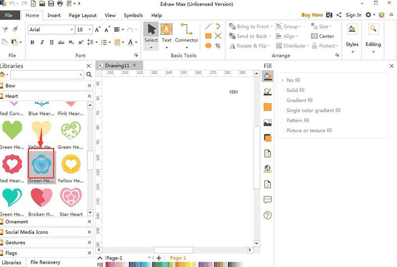 Edraw Max亿图图示怎么创建绿色花边心?