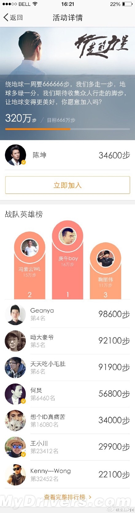 【组图】apple watch版微博截图曝光：变身为一款计步排行APP