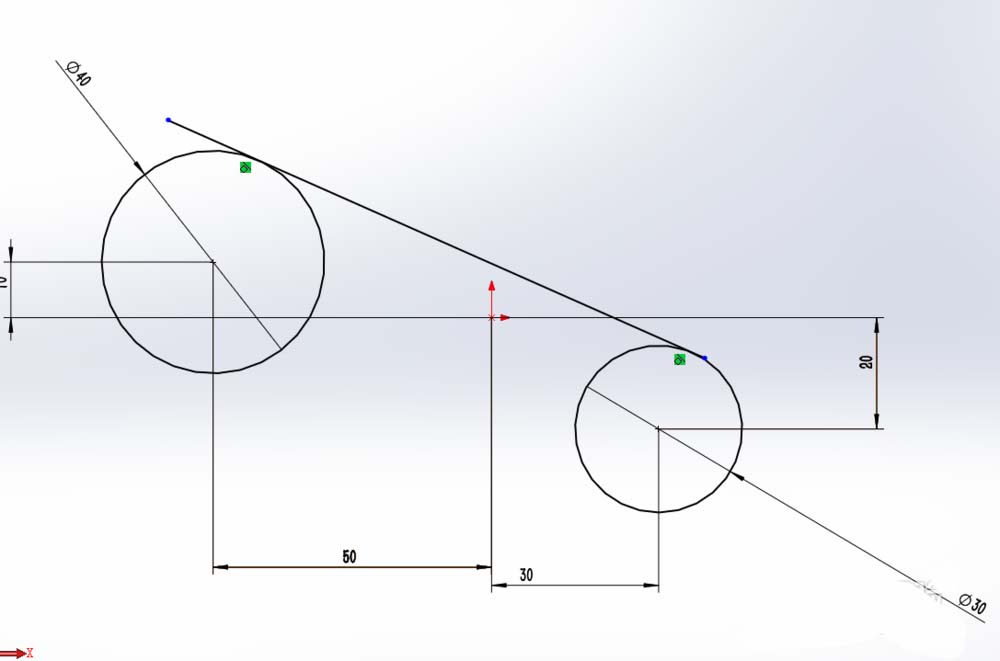 Solidworks两个圆的公切线怎么画?