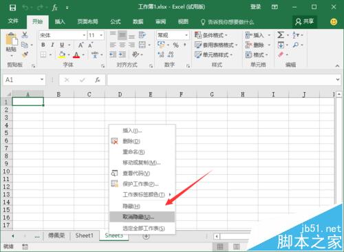 Excel2016工作表该怎么隐藏?