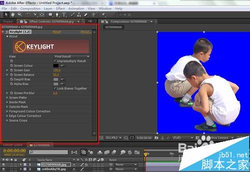 AE中怎么使用插件Keylight抠图?