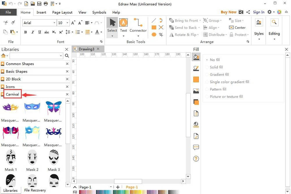 Edraw Max亿图图示怎么创建蝴蝶狂欢节面罩?