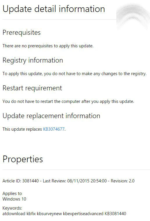 Win10安装KB3081440补丁或可解决KB3081424安装失败的问题？