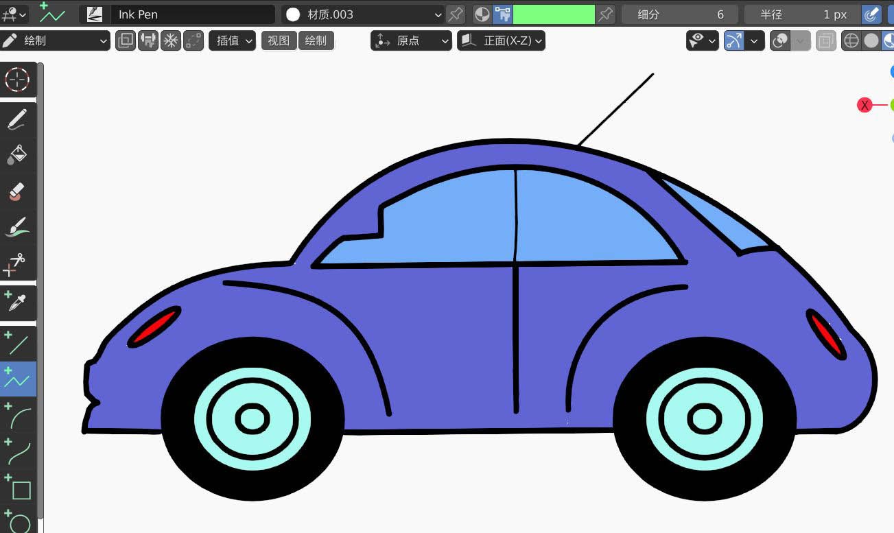 blender2.9怎么画蓝色轿车? blender蓝色轿车的画法