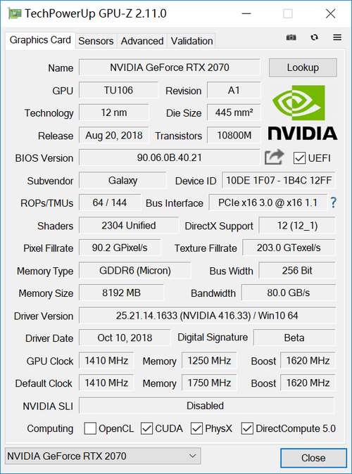 性能比肩GTX 1080 影驰RTX 2070大将显卡详细图文评测