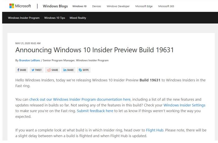 微软Win10 Build 19631快速预览版发布(附修复已知问题)
