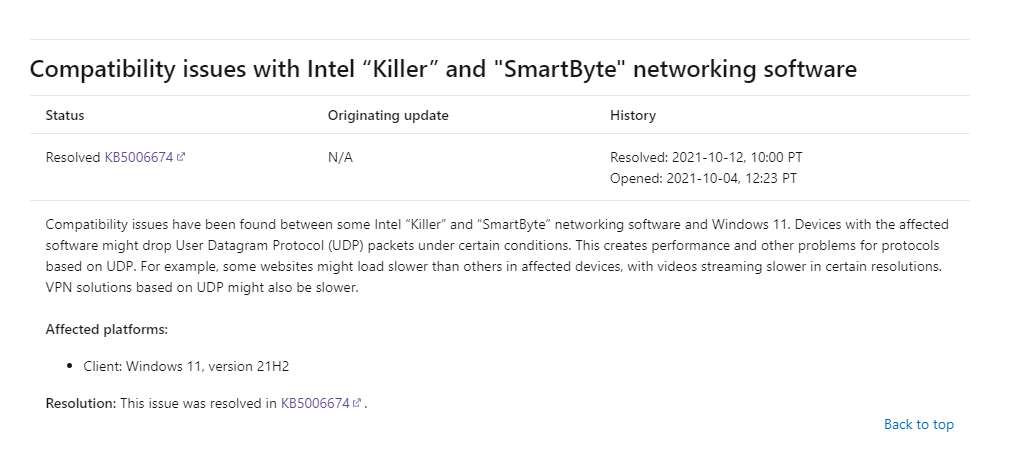Win11被爆不兼容英特尔“Killer”和“SmartByte”导致网络变慢，微软：已紧急修复