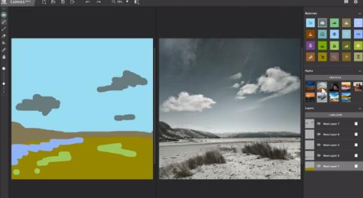 NVIDIA英伟达Canvas 1.1版有哪些功能？借助AI绘制逼真风景画