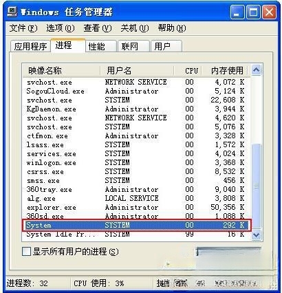 System是什么进程？WinXP System进程怎么关闭