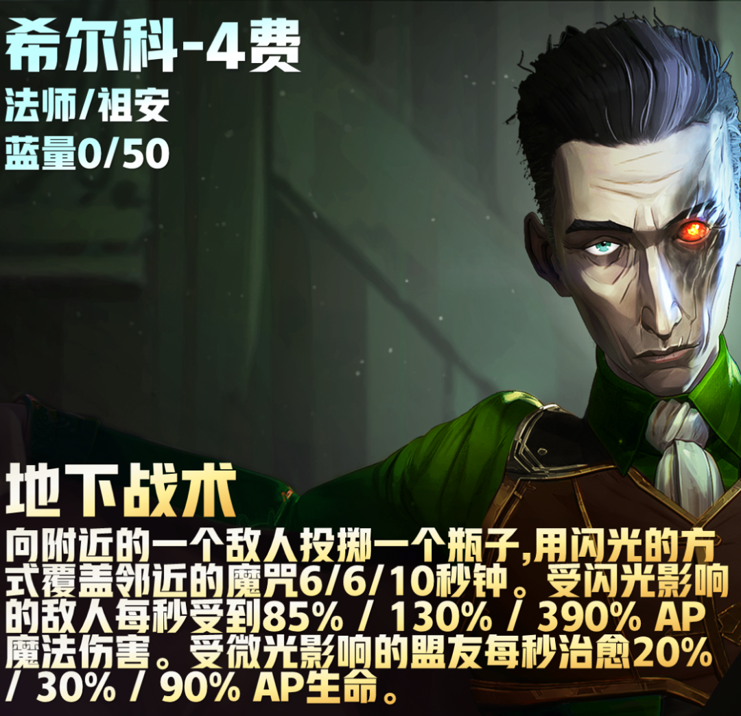云顶之弈S9.5六法师希尔科阵容搭配，S9.5六法师希尔科阵容装备站位攻略