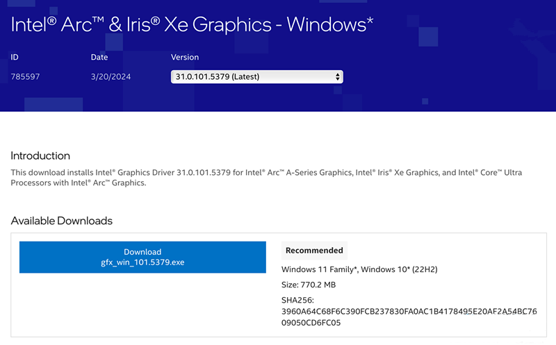 英特尔揭晓Arc显卡最新101.5379测试版驱动：功能升级与适配一览