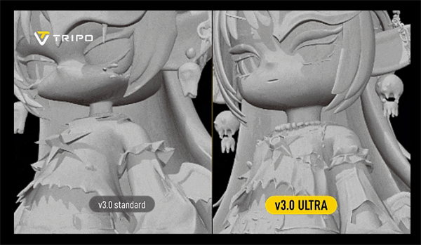 AI 3D大模型Tripo 3.0发布：参数量达200亿 草图秒变3D