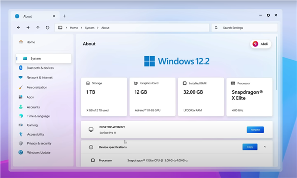 Windows 12.2概念设计曝光：全新开始菜单 支持Windows 7主题
