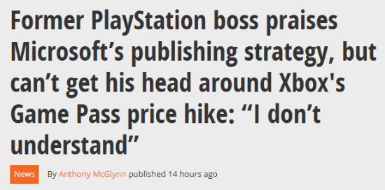 前PlayStation掌门人质疑XGP涨价:完全看不懂!