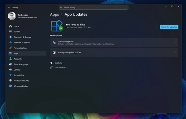 微软终于！Windows 11设置中将可以更新应用